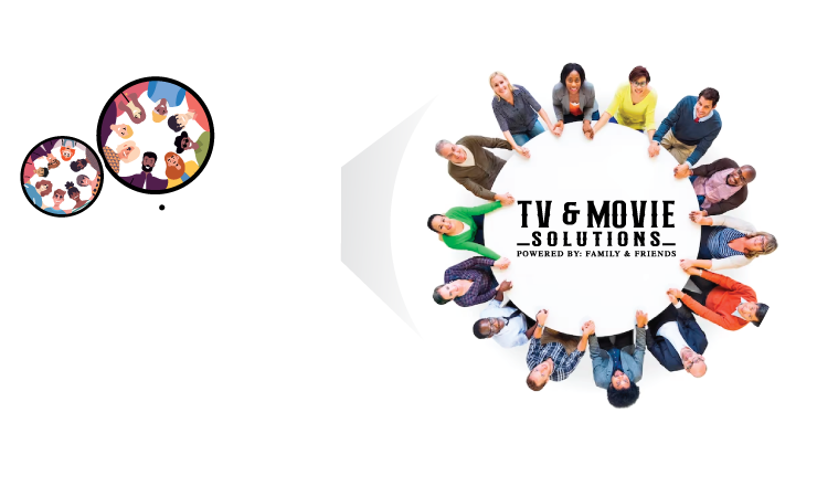 Family and friends around the TV & Movie Solutions projector